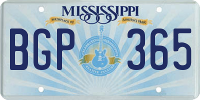 MS license plate BGP365