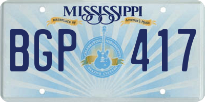MS license plate BGP417