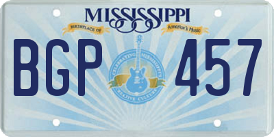 MS license plate BGP457