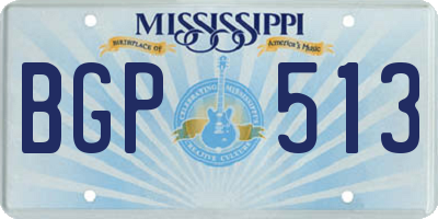 MS license plate BGP513