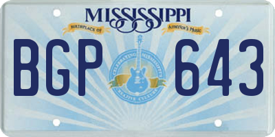 MS license plate BGP643
