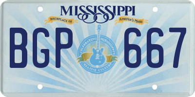 MS license plate BGP667