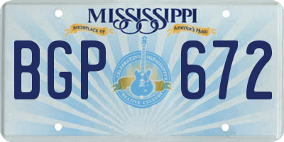 MS license plate BGP672