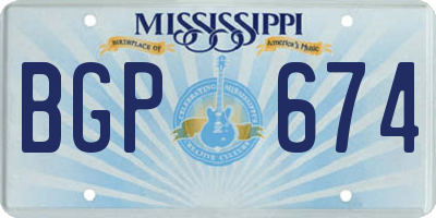 MS license plate BGP674