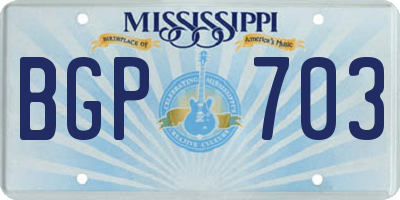 MS license plate BGP703