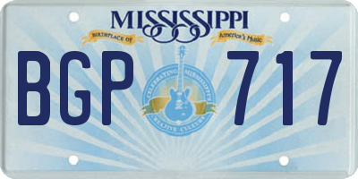 MS license plate BGP717