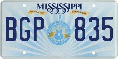MS license plate BGP835