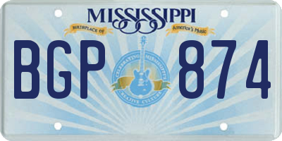 MS license plate BGP874