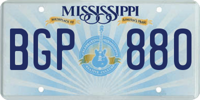 MS license plate BGP880