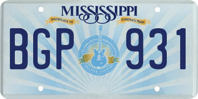 MS license plate BGP931