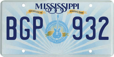 MS license plate BGP932