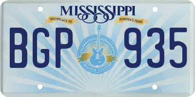 MS license plate BGP935