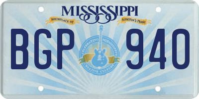 MS license plate BGP940
