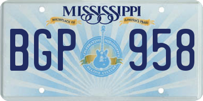 MS license plate BGP958