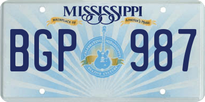 MS license plate BGP987