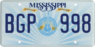 MS license plate BGP998