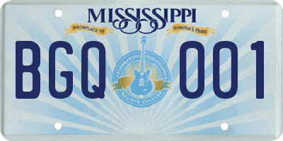 MS license plate BGQ001