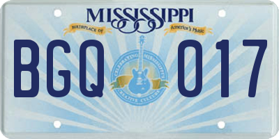 MS license plate BGQ017