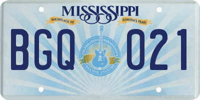MS license plate BGQ021