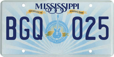 MS license plate BGQ025