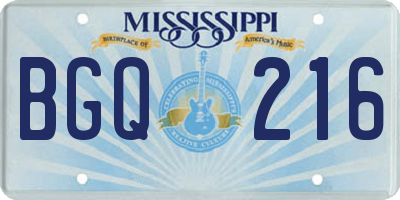 MS license plate BGQ216