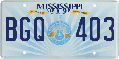 MS license plate BGQ403