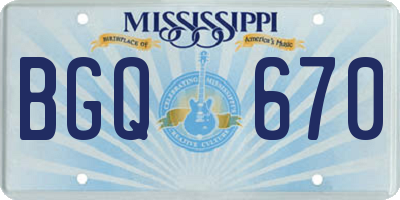 MS license plate BGQ670
