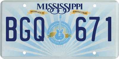 MS license plate BGQ671