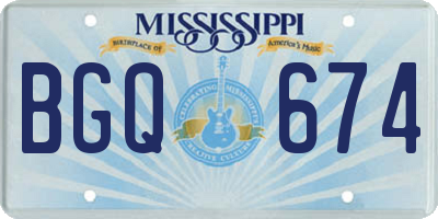 MS license plate BGQ674