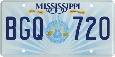 MS license plate BGQ720