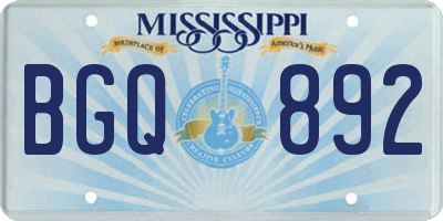 MS license plate BGQ892