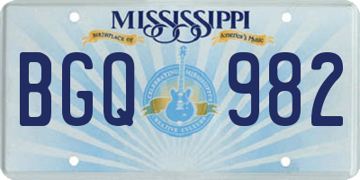 MS license plate BGQ982