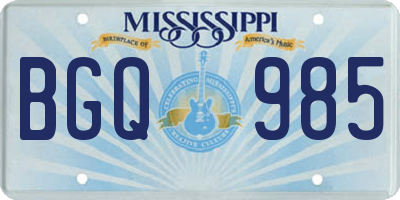 MS license plate BGQ985