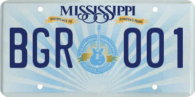 MS license plate BGR001