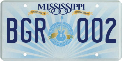 MS license plate BGR002