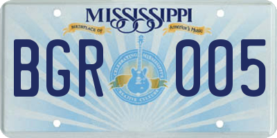 MS license plate BGR005