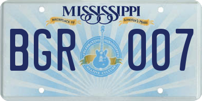MS license plate BGR007