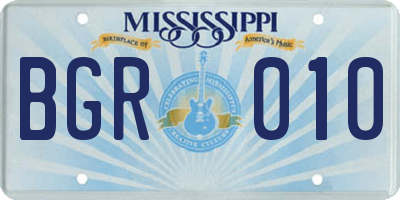 MS license plate BGR010