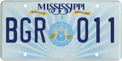 MS license plate BGR011