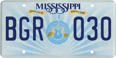 MS license plate BGR030