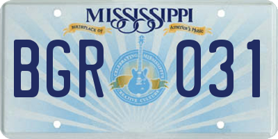 MS license plate BGR031