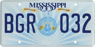 MS license plate BGR032