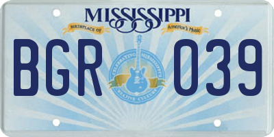 MS license plate BGR039