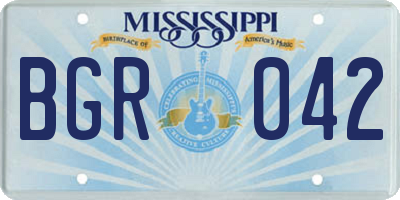 MS license plate BGR042