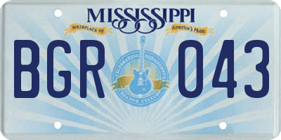 MS license plate BGR043
