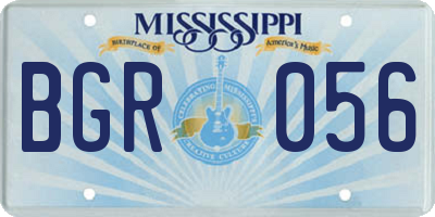 MS license plate BGR056