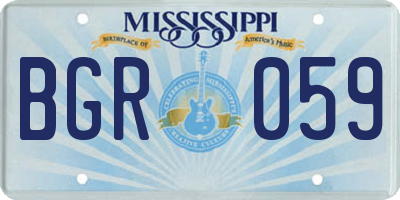 MS license plate BGR059