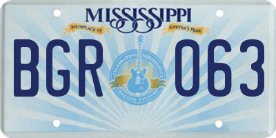 MS license plate BGR063