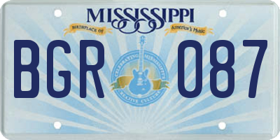 MS license plate BGR087