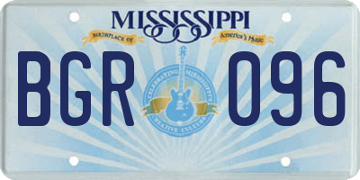 MS license plate BGR096